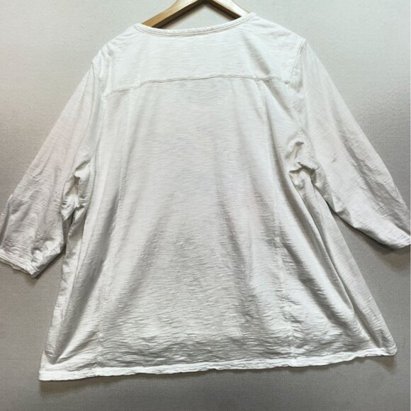 Chicos Ultimate Tee Blouse Top Womens XXL White Floral Embroidered Summer Casual - Picture 9 of 11